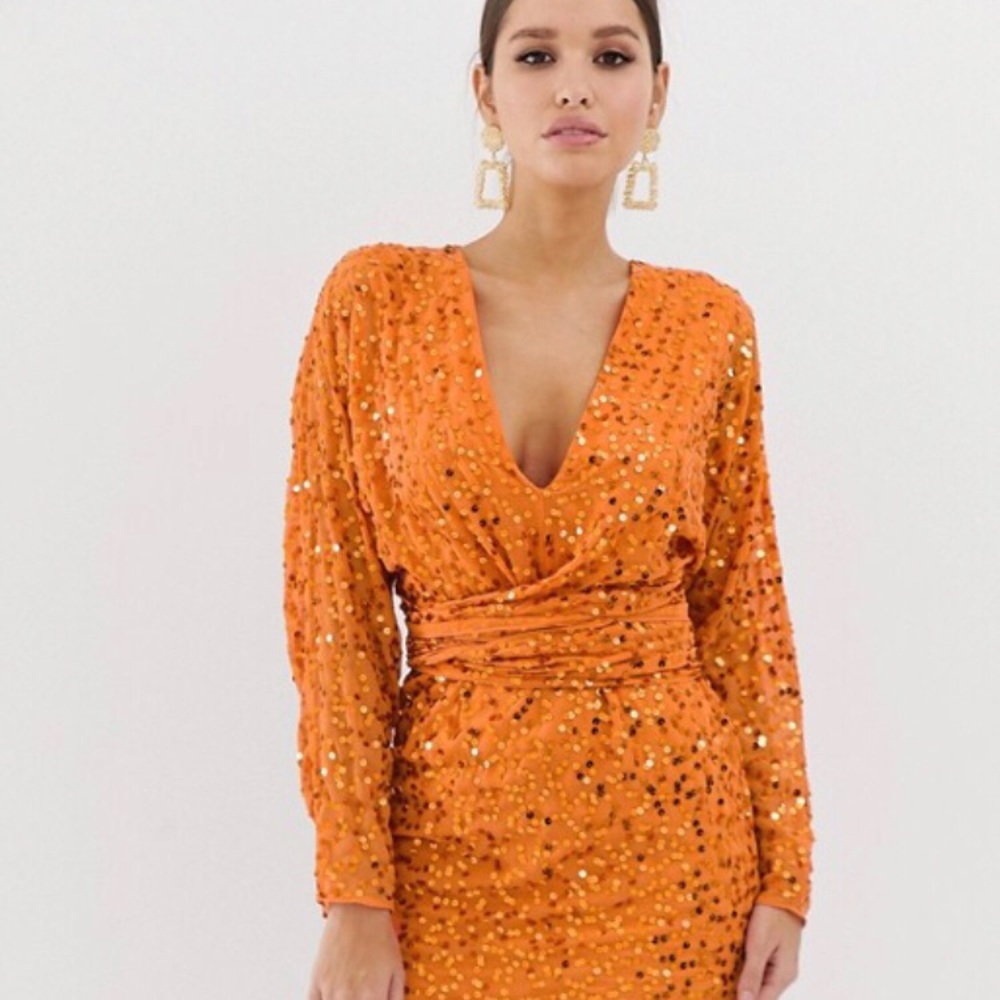 ASOS Orange Sequin Dress - Picture 3 of 7